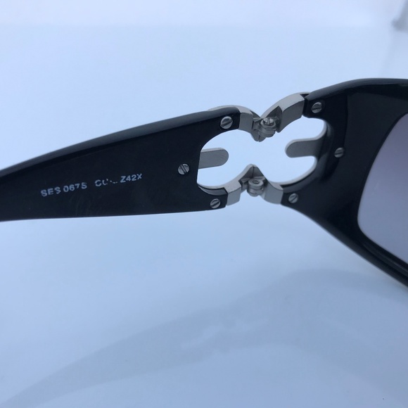 Escada Women Black Sunglasses Crystal Jeweled Logo - Picture 7 of 8